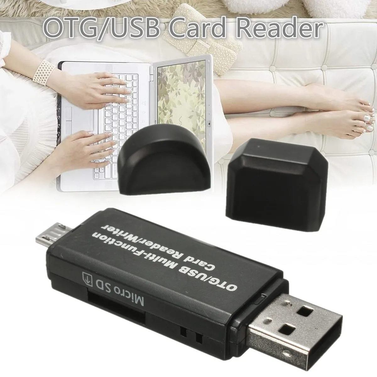 Micro USB OTG к USB 2,0 адаптер Micro SD кардридер для мобильного телефона планшет поддержка SD TF MicroSD черный портативный свет