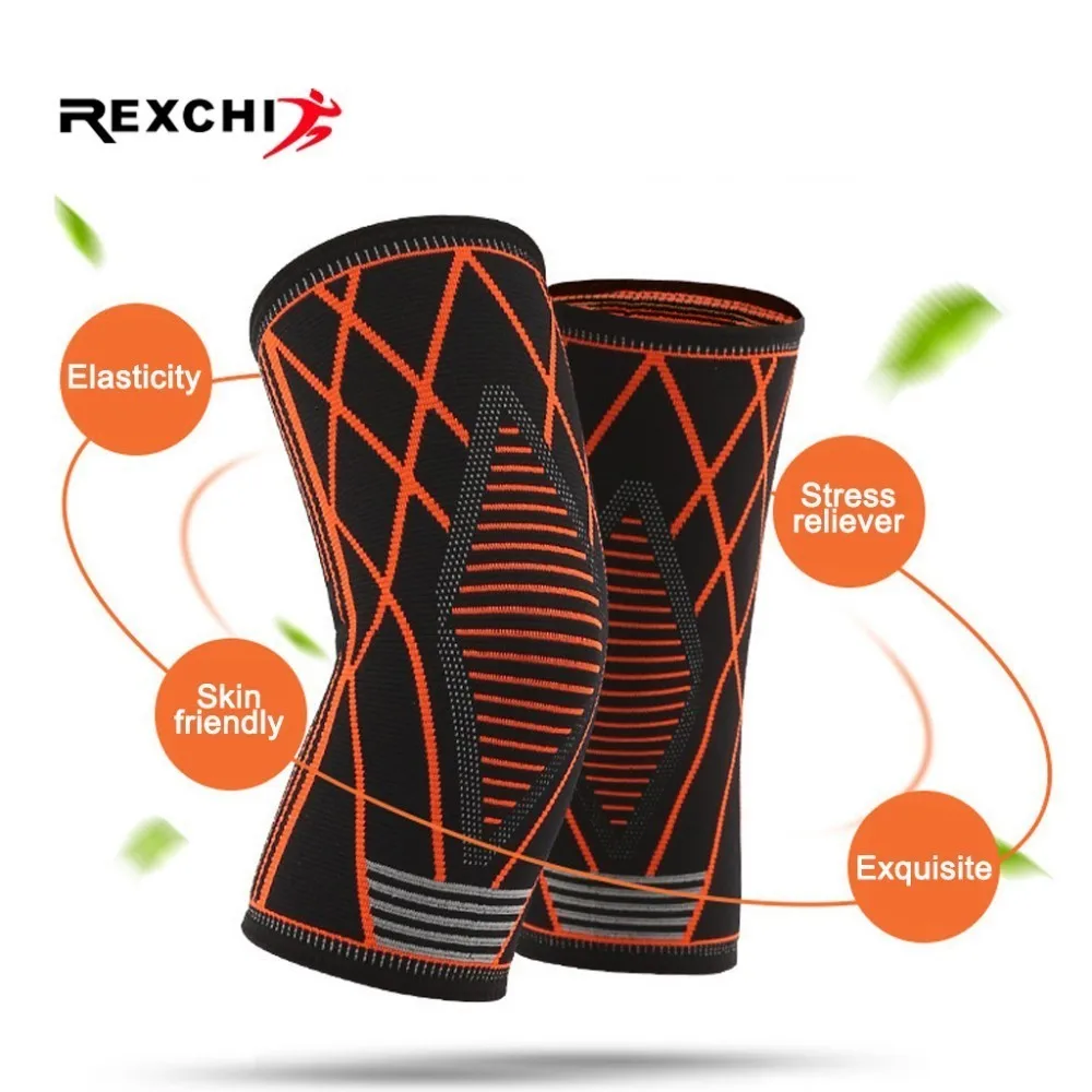 REXCHI 1 زوج مطاطا الرياضة الركبة سادة النساء الرجال كرة السلة دعامة الركبة الكرة الطائرة نيباد دعم سلامة التدريب واقية