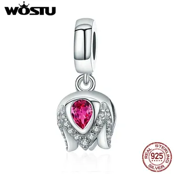 

WOSTU Spring Collection 925 Sterling Silver Red Tulip Flower Story Charm Fit Bracelet & Necklace Pendant Unique Jewelry CQC1027