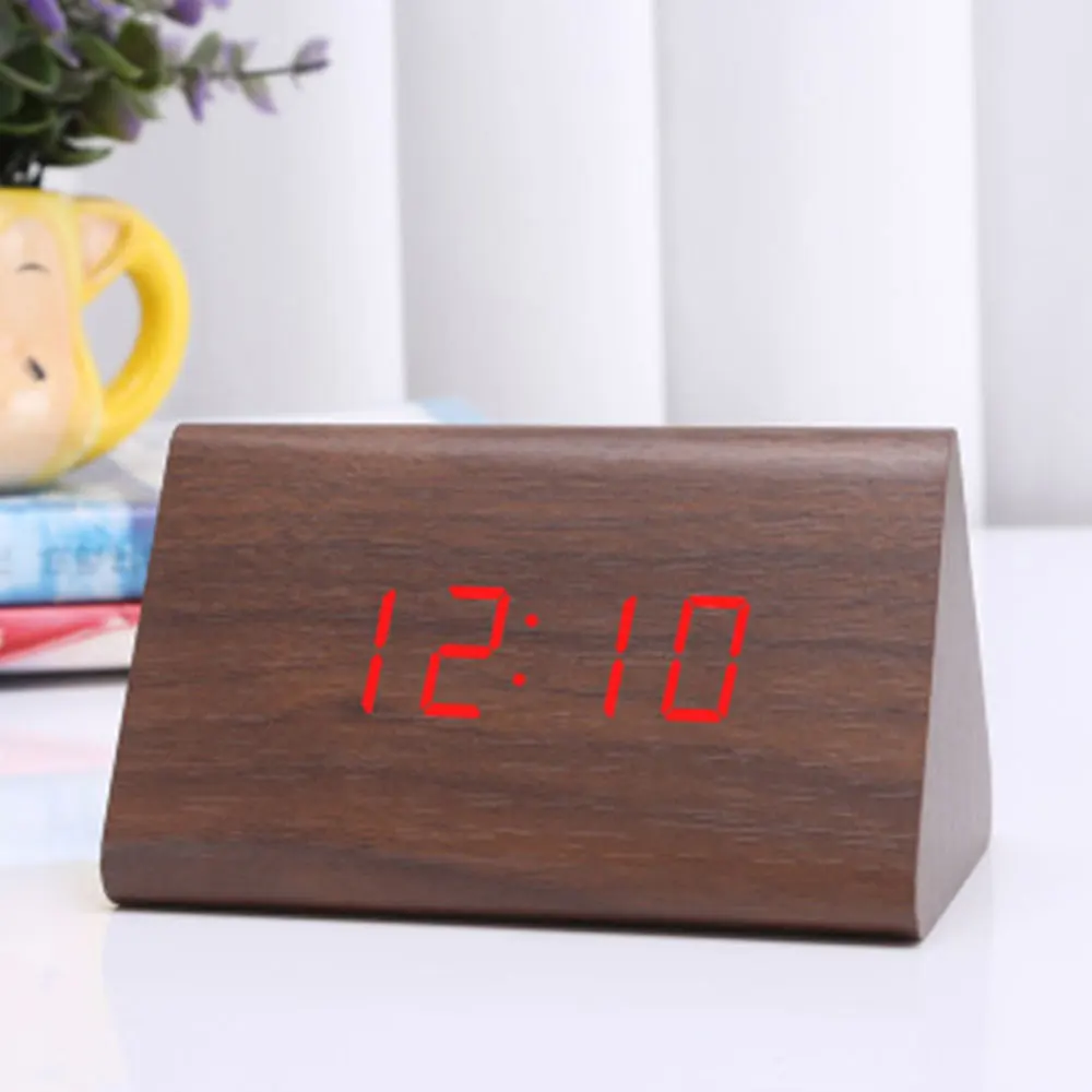 1 pc Wooden Wood Clock Modern Wood New Version Digital Electronic Desk