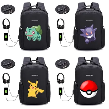 

anime Pikachu EEVEE backpack Men Backpack USB Charge Computer Backpacks Anti-theft Waterproof student book Bags 22 style