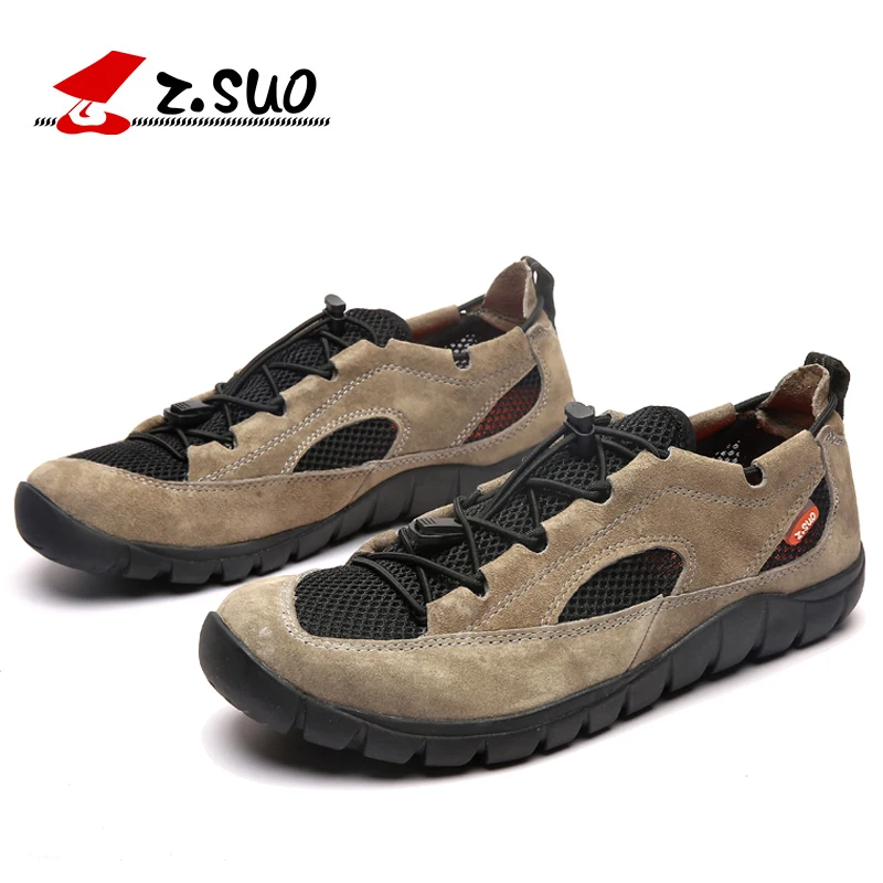 

ZSUO Brand Summer Breathable Men's Sandals Shoes Fashion High Quality Elastic Laces Genuine Leather Summer Shoes For Man