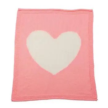 

Children's Air Conditioning Blanket Baby's Knitted Blanket Heart Pattern Wool Quilt