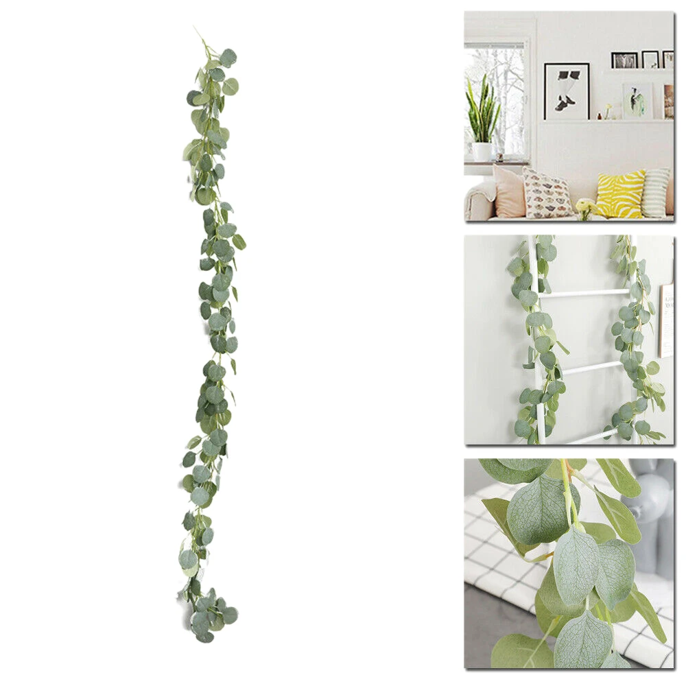 

Artificial Eucalyptus Garland Faux Silk Vine Handmade Leaves Greenery 1.8M/5.9Ft Home Decoration Gardening Decoration