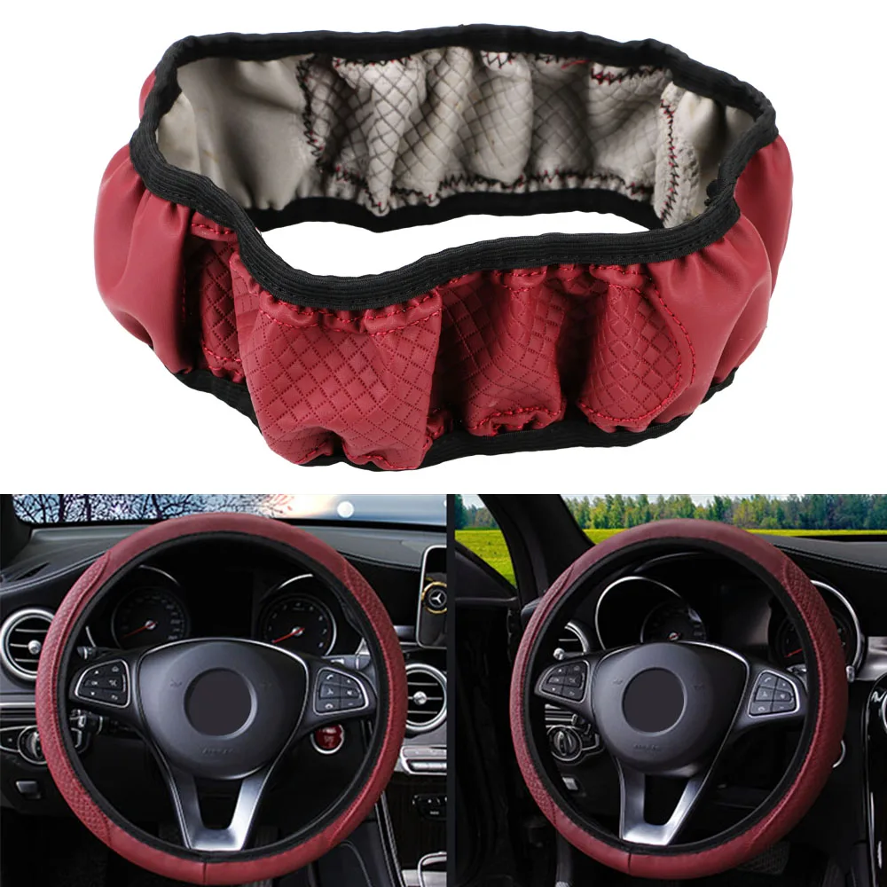 

LEEPEE Anti-Slip Universal Skidproof Embossing Leather PU Microfiber Auto Steering-wheel Cover Car Steering Wheel Cover