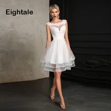 Eightale Короткое свадебное платье с круглым вырезом, с аппликацией, ТРАПЕЦИЕВИДНОЕ ПЛАТЬЕ для невесты, кружевное свадебное платье принцессы с открытой спиной, vestidos de novia