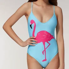 Слитный купальник с фламинго,, голубой купальник для женщин, стринги с высоким вырезом, купальный костюм, монокини, maillot de bain femme, пляжная одежда, badpak
