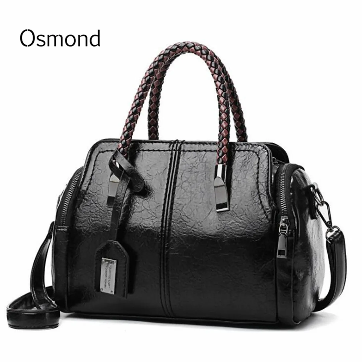 Black Women Solid luxury Handbag Large Capacity Bag Vintage Crossbody Bag PU Leather Shoulder Bag Feminine Bolsa Ladies Tote