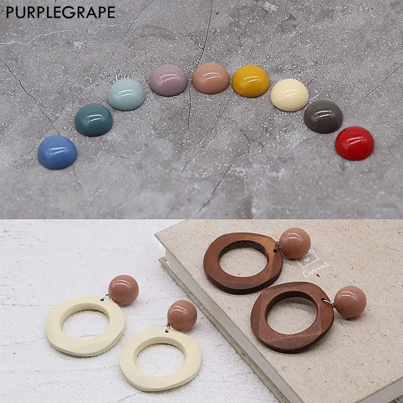 

Semi-circular resin DIY earrings accessories jewelry material handmade studs round flat buckle 20pcs