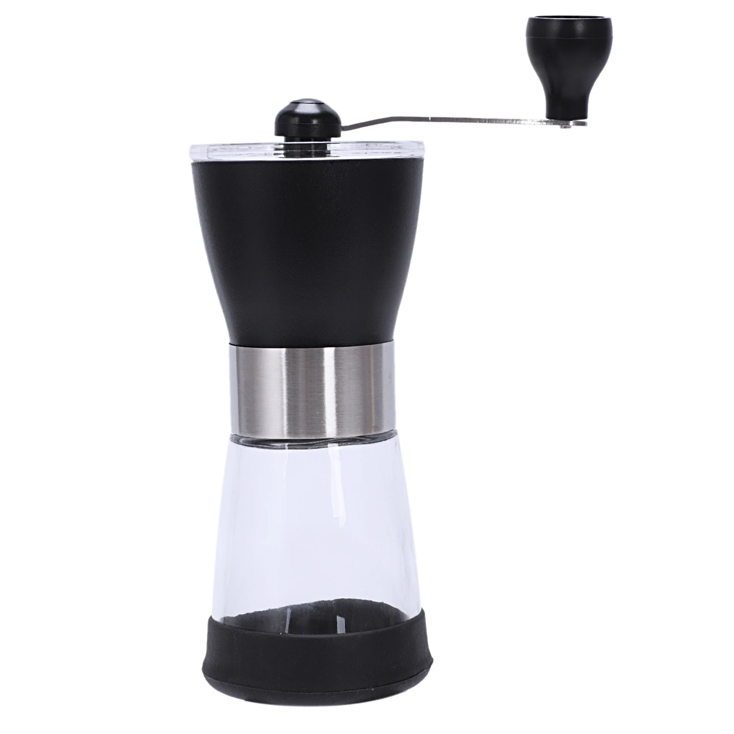 Manual Coffee Mill Grinder With Ceramic Burrs, One Clear Glass Jars 5.5