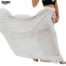 Женская Повседневная однотонная эластичная талия лодыжки весна, лето, Осень Повседневная, длина бега плиссированная юбка свободная