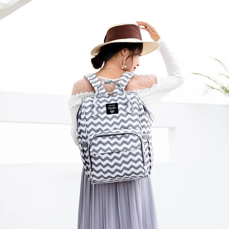 

Stylish Diaper Bag Baby Nursing Maternity Bag Wave Large Capacity Waterproof Backpack Nappy Bag for Baby Care