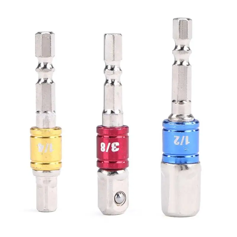 

1/4 3/8 1/2 Metric Drill Socket Adapter Impact Driver Ratchet Extension Connector for Power Hand Tools