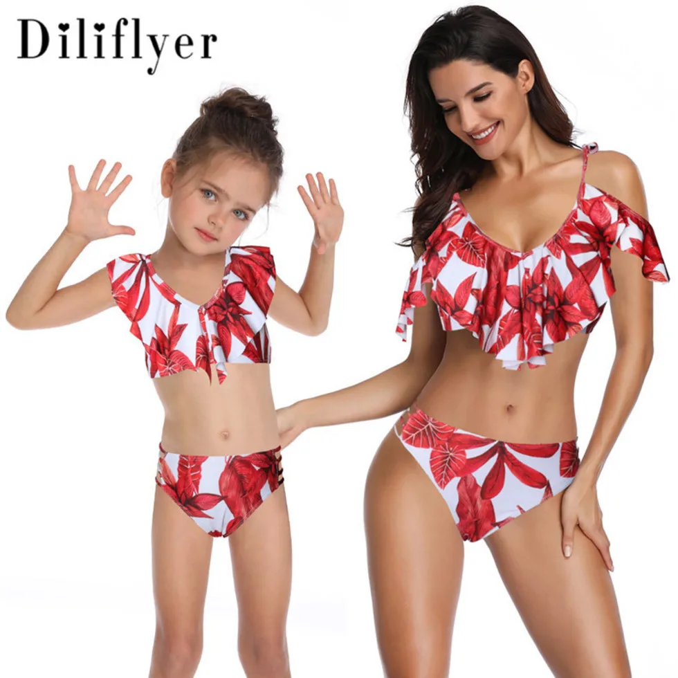 

2019 Summer Explosions Parent-child Swimsuit Printing Low-waist Bikini Split Swimsuit