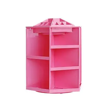 

Plastic 360 Degrees Rotatable Makeup Cosmetics Storage Box Case Organizer (Pink)