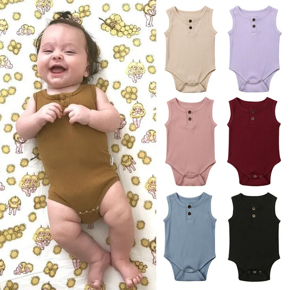 4 цвета, ropa, bebe, Одежда для новорожденных мальчиков и девочек; детский комбинезончик из однотонного трикотажа тела комбинезон без рукавов, костюмы Летняя одежда