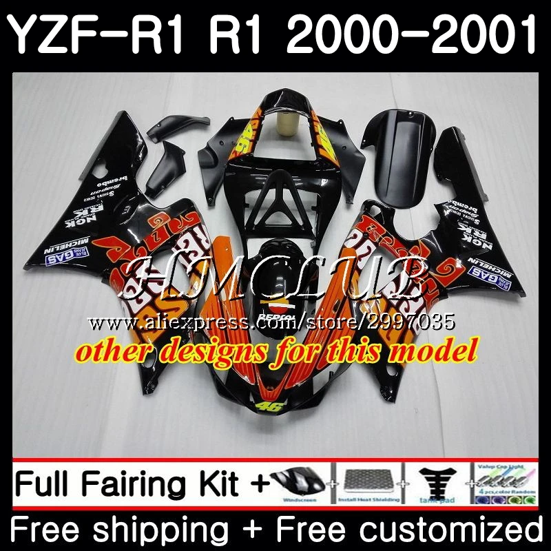 Корпус для YAMAHA YZF 1000 R1 2000 2001 рамка 19HC. 20 R 1 00 01 YZF1000 серебряное пламя YZFR1