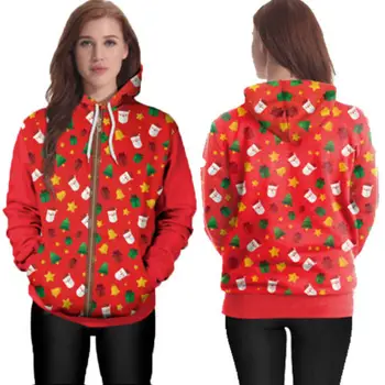 

Autumn New Christmas Printed Women Winter Hoodie Cotton Warm Sweatshirt Couples Pullover Casual Jackets Fashion Plus Size