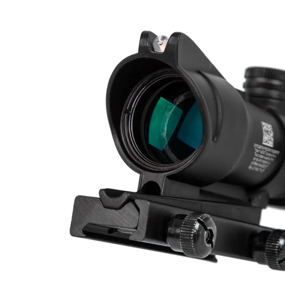 Caza rifloscopio ACOG 4X32 fibra óptica Real punto rojo iluminado Chevron vidrio grabado retícula vista óptica táctica - 5