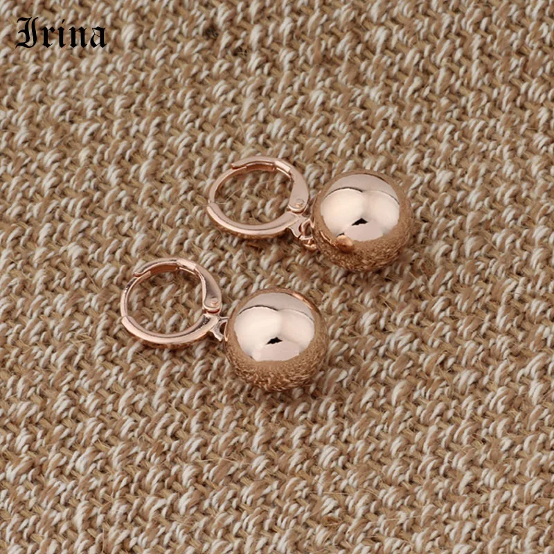 Irina New Arrivals 585 Rose Gold Spherical Round Dangle Earrings Women Wedding Party Exquisite Jewelry