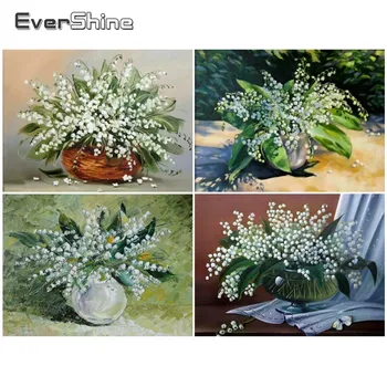 

EverShine Diamond Embroidery Full Display Lily Of The Valley Diamond Painting Flowers Cross Stitch Diamond Mosaic Wall Decor