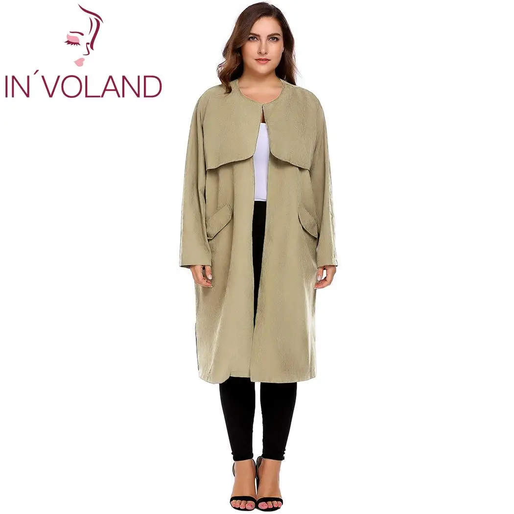 

IN'VOLAND Plus Winter 115cm Size 103cm Casual Bust 76cm Solid Fashion Sleeve 171cm Women's Coat Autumn Height Long Waist Hip