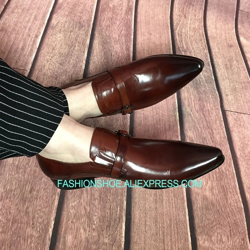 

2019 Hot Formal Dress Shoes for men Real leather Fashion Mens Wedding Party Shoes Business