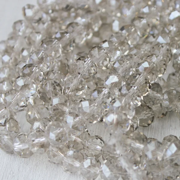 

Fashion diy 8MM Clear gray silver rondelle czech Crystal Beads Approx 46Pcs