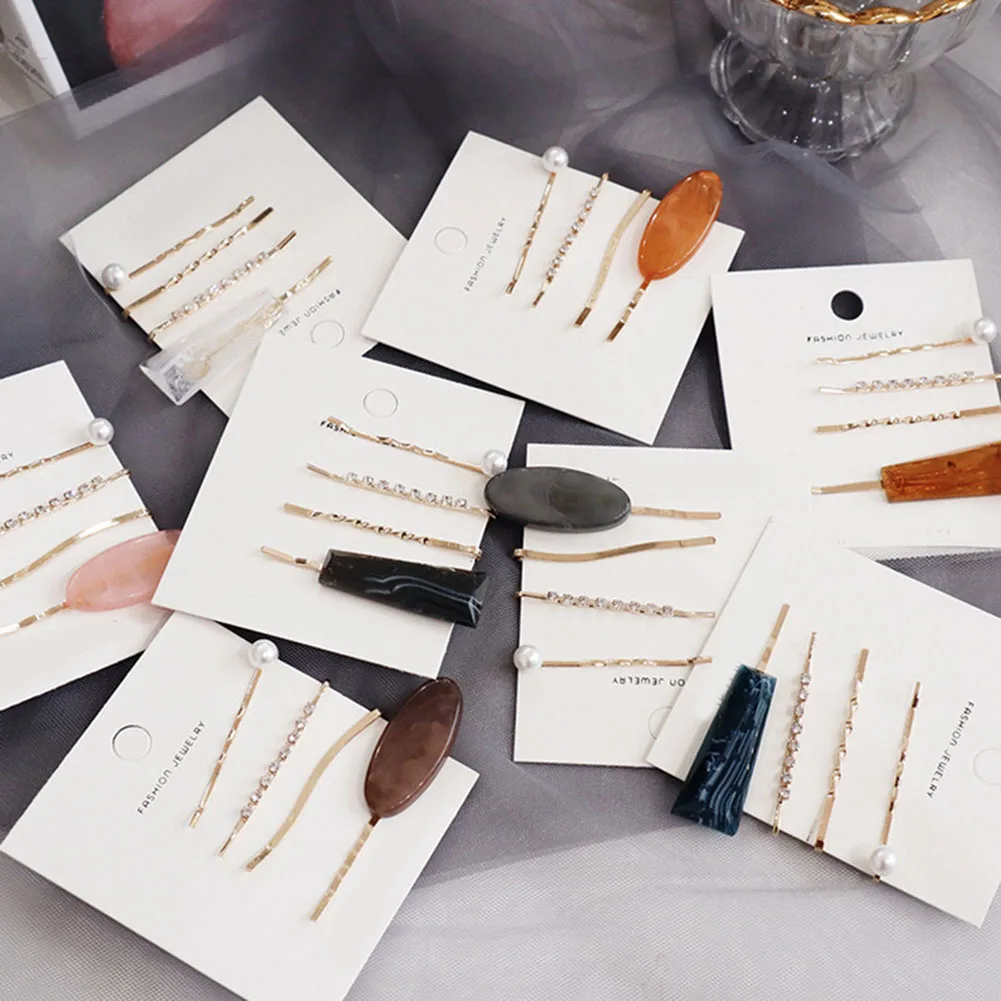 

4PCS/set Geometric Hair Clips for Women Retro Hairgrip Alloy Hairpin Korean Hair Accessories for Women