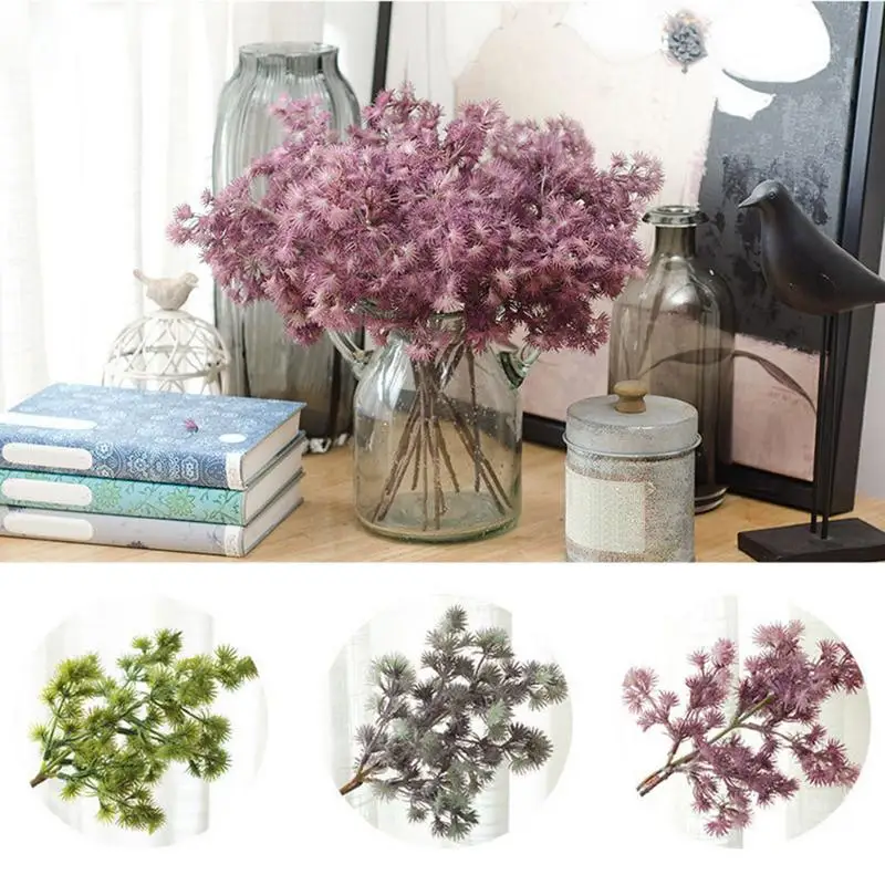 

Artificial Flowers Bouquet Pine Needles Twig DIY Craft Hair Decorative Flowers Simulated Plants Decoration For Parties Wedding