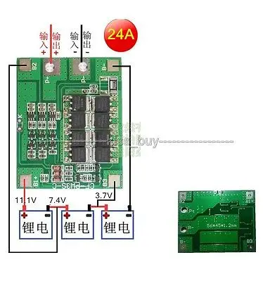 3S 24A литий ионный аккумулятор 3 7 В 18650 зарядное устройство защитная плата мощность