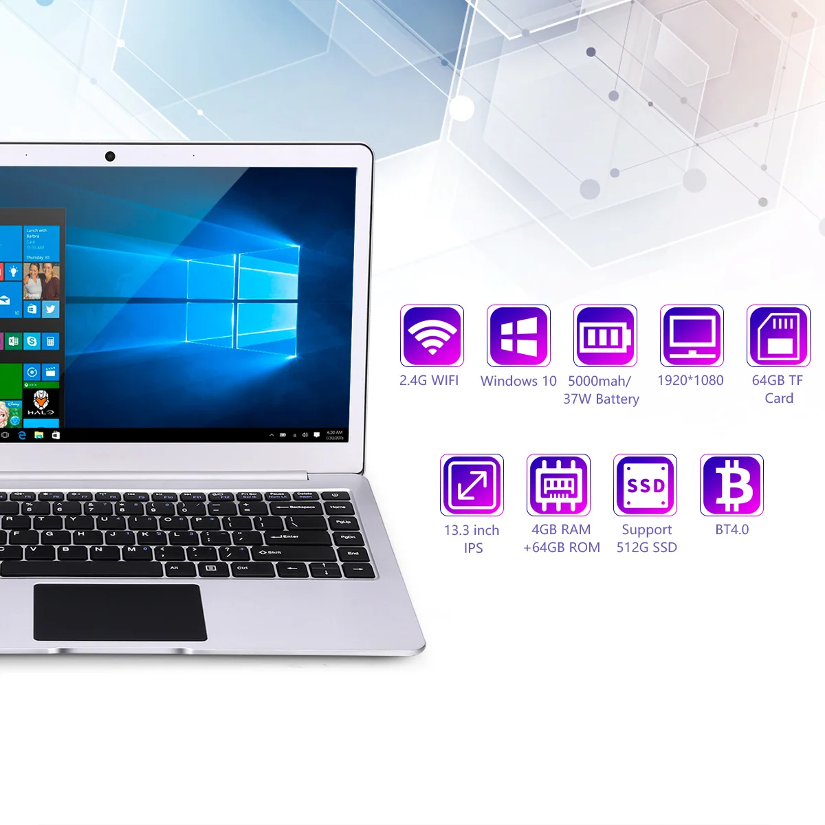 Great Wall W1333A 2 к ips Windows 10 Intel Celeron N3350 4 ГГц Гб 64 37 Вт долгое время батарея wifi LAN ноутбук
