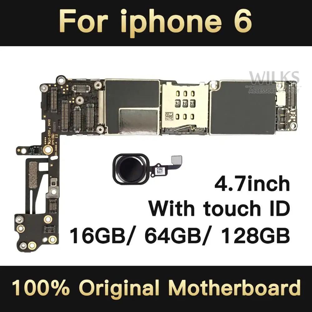 100% полностью разблокированная материнская плата для iphone 6 4 7 дюйма с Touch ID