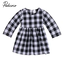 Newborn Girl Princess Dress Kids Baby Plaid Dress Long Sleeve Fall autumn glowwormkids autumn winter baby girl suit plaid printing long sleeve coat dress without sleeve hs101
