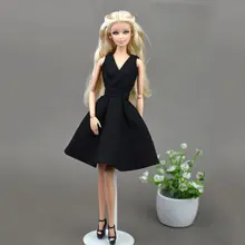 Черный платьице Doll платья Классические вечернее платье одежда для бар/Бие кукла