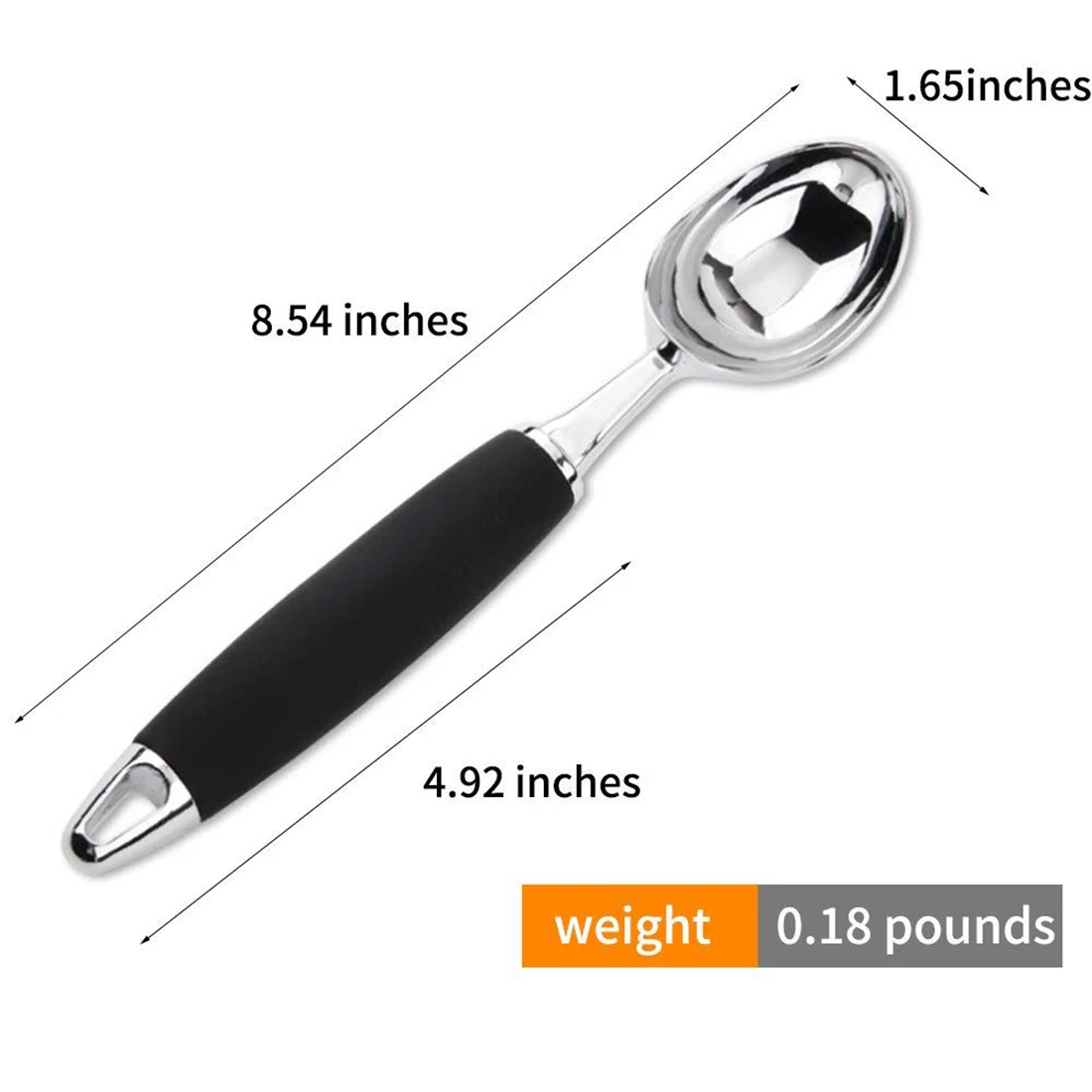 Professional Heavy Duty Stainless Steel Ice Cream Scooper Dishwasher Safe Black Handlein Ice