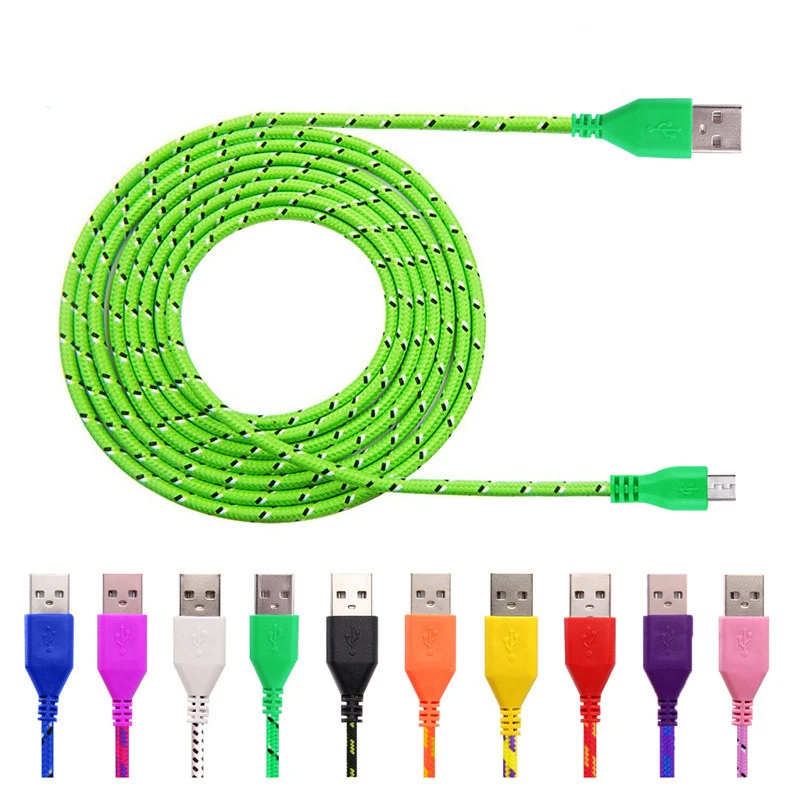 Дешевые Продажи 1 м 3 фута нейлоновый Плетеный проводной с микро usb кабель