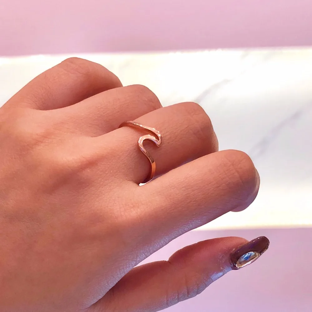Wave Alloy Silver Rings Charm Ring Anillos de boda para mujer Joyer/ía de moda Accesorios de joyer/ía de plata simple