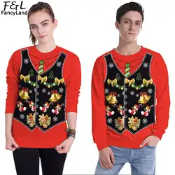 Для женщин пуловер Повседневное печать с длинным рукавом ни о-образным вырезом Рождественский свитер Loose Fit Multi Regular пуловер свободные