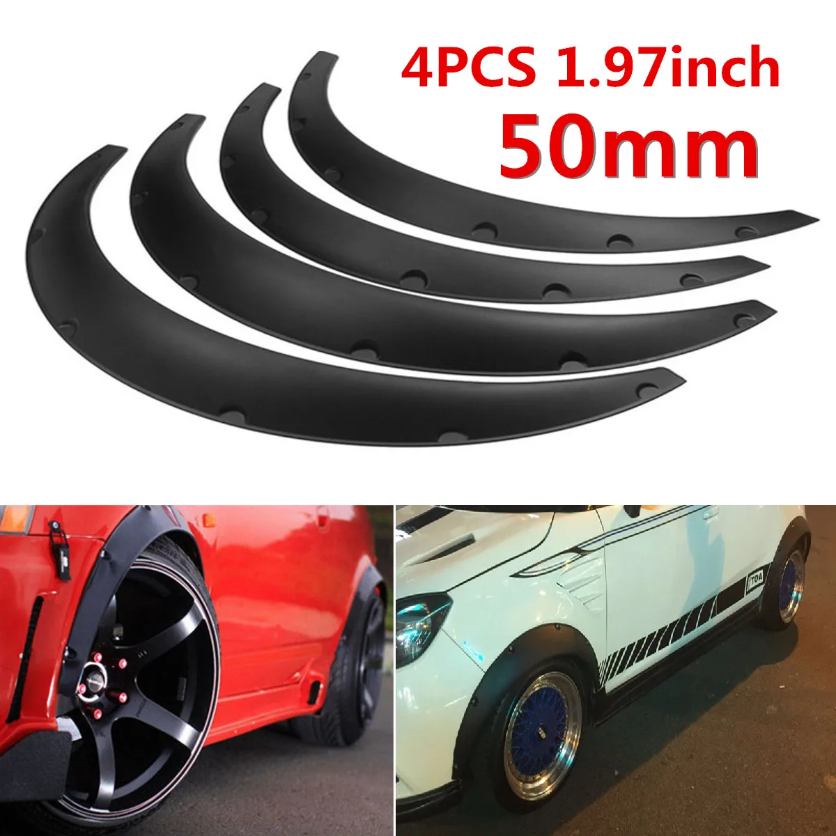 

50mm Universal New 4 Pcs Car Front Rear For Fender Flares Rear Splash Guards Mud Flaps Mudguards Mudflap