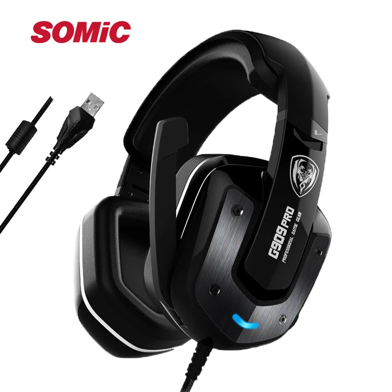 

SOMIC G909PRO PS4 Vibration USB 7.1 LED Noice Gaming Cancelling Headphone Stereo Headset Gamer Surround Sound Earphone with Mic