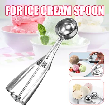 

1pcs Stainless Steel Kitchen Ice Cream Mash Potato Scoop Silver Cookie Scoop Dough Meat Balls Ice Ball Maker Kitchen Gadgets