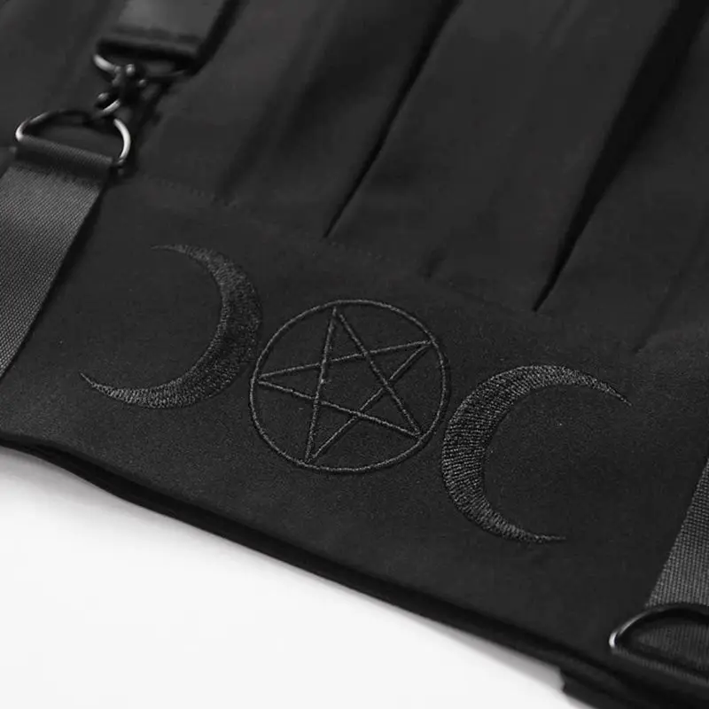 Suspender Pleated Skirt Mini Women Summer Fashion Embroidery Moon Pentagram Goth Girl High Waist Streetwear School Black Skirts Suspender Pleated Skirt Mini Women Summer Fashion Embroidery Moon Pentagram Goth Girl High Waist Streetwear School Black Skirts