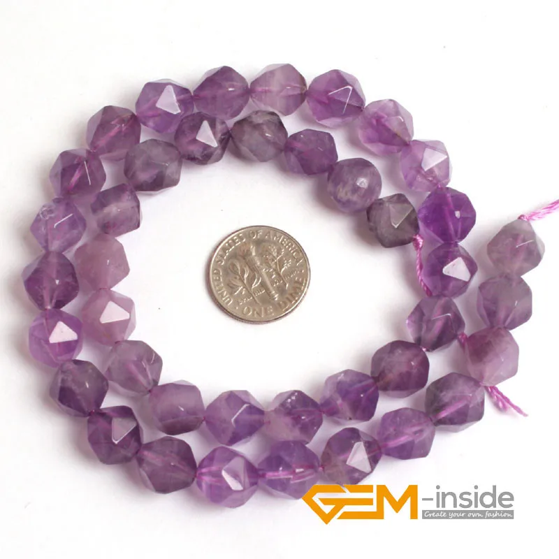 Günstig Natürliche Stein Lila Amethysten Faceted Polygonal Runde Perlen Für Schmuck, Der Strang 15 zoll DIY Armband Halskette Machen Bead