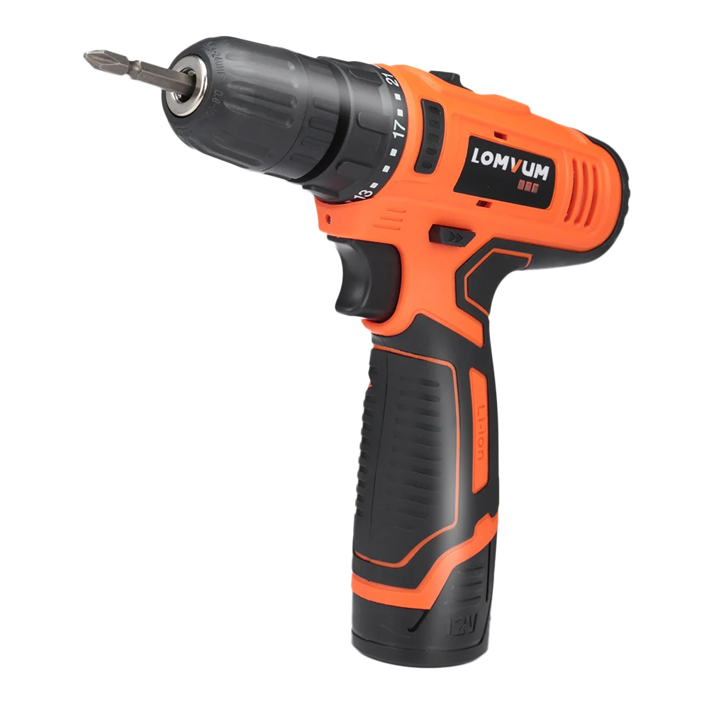 

Lomvum Two-Speed Rechargeable Cordless Electric Drill 12V Fast Charger Mini Multifunctional Tool Handheld Durable Power Tools