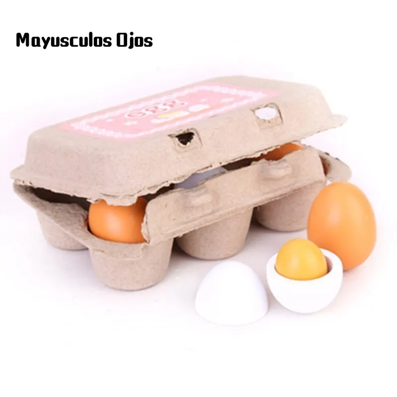 

Simulation Toy Egg Duck Egg Group 6PCS Boxed Children Play House Wooden Toy