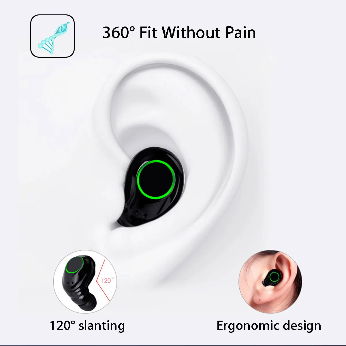 Tws True Bluetooth 5.0 Earphones Wireless Earbuds Dual Earpieces Mini Twins Stereo In-Ear Earphone With Micr For Smart Phone