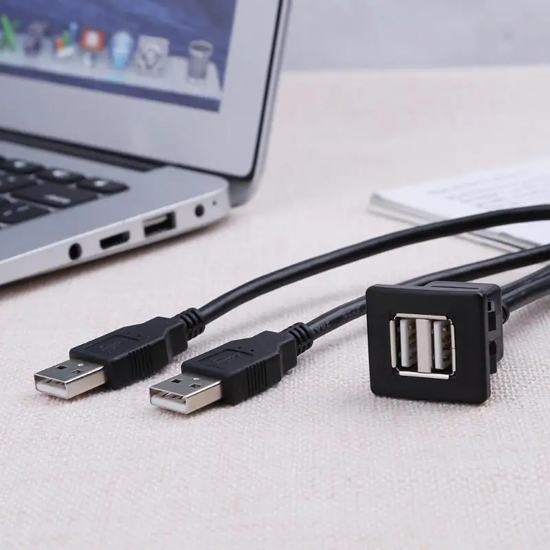 1 м двойной USB2.0 A мужской и женский автомобильный кабель USB Панель заподлицо Авто кабель гнезда адаптеров новое поступление