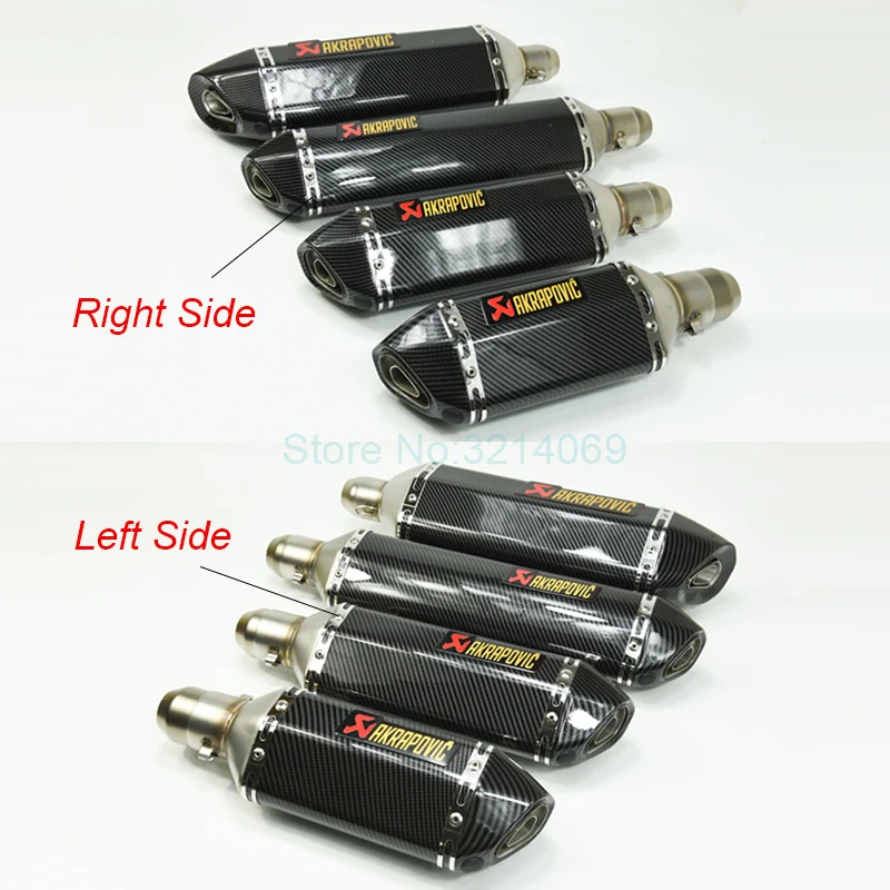 

Universal Scooter kart Racing Motorcycle Akrapovic Exhaust Pipe Right and Left Side Fit For RC390 CBR250RR CBR600 CB400 CBF500