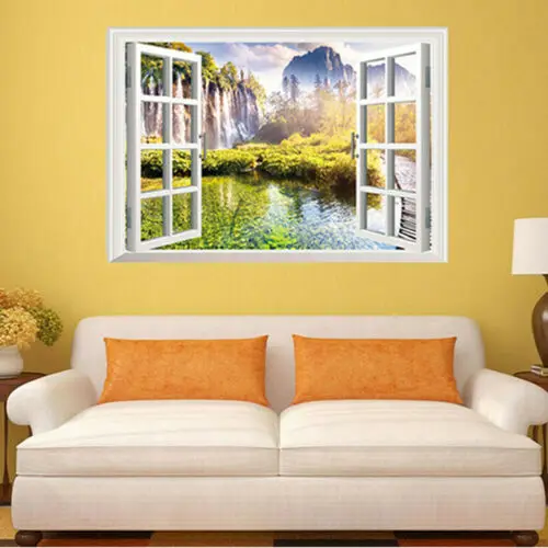 

Fashionable Reusable 3D Window Nature Forest Wall Sticker Art Vinyl Decal DIY Mural Home Decoration Waterproof Durable